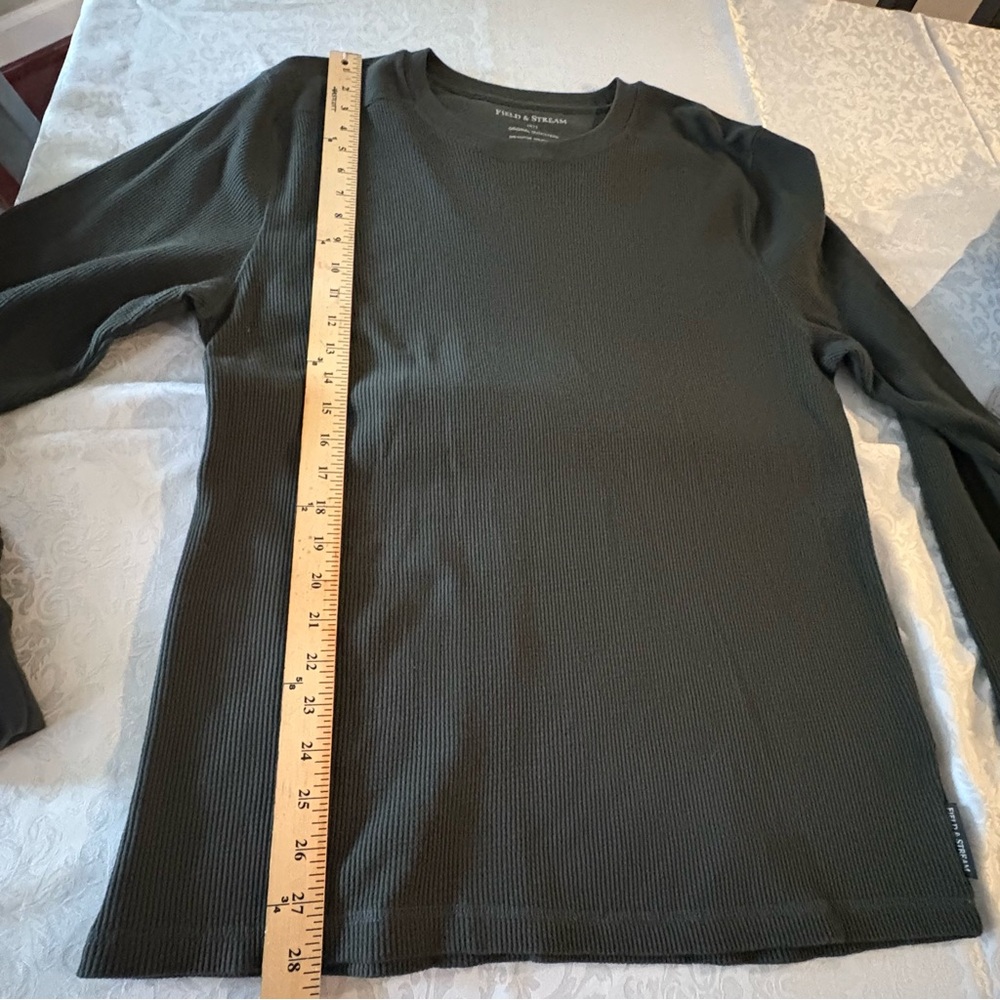 NEW Mens Field & Stream Thermal Waffle Long Sleeve Crew Neck Forest Green Sz L - Picture 11 of 12